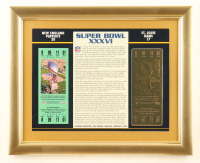 Super Bowl XXXVI Commemorative Score Card with 23KT Gold Ticket Framed Display at PristineAuction.com