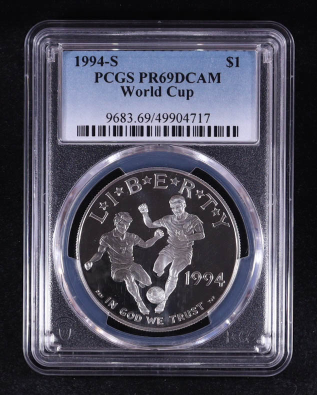 1994-S World Cup Commemorative Silver $1 Dollar (PCGS PR69DCAM) at PristineAuction.com 1994-S World Cup Commemorative Silver $1 Dollar (PCGS PR69DCAM) at PristineAuction.com