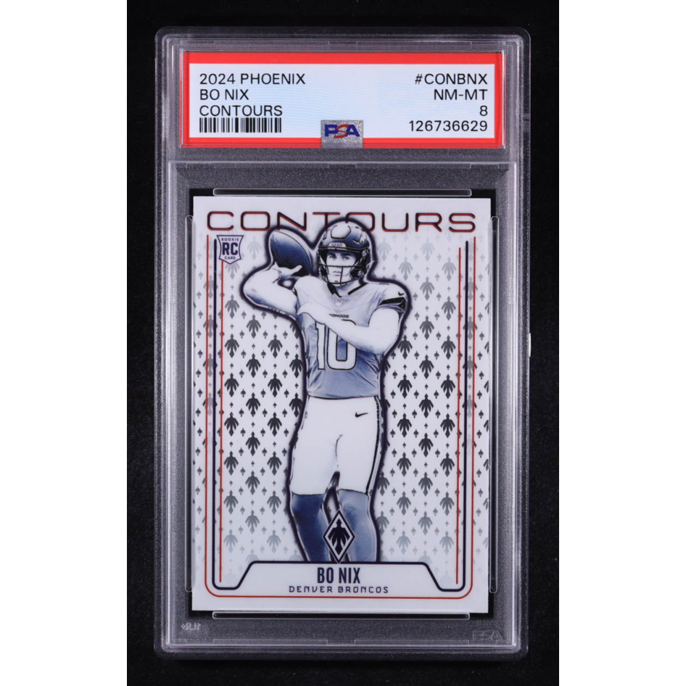 Bo Nix 2024 Panini Phoenix Contours #10 RC (PSA 8) at PristineAuction.com
