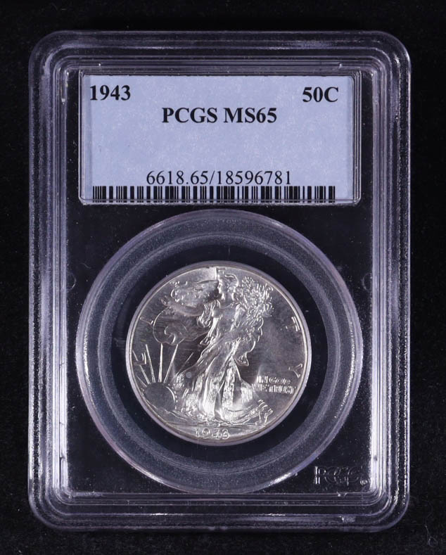 1943 Walking Liberty 50C Silver Half Dollar (PCGS MS65) at PristineAuction.com 1943 Walking Liberty 50C Silver Half Dollar (PCGS MS65) at PristineAuction.com