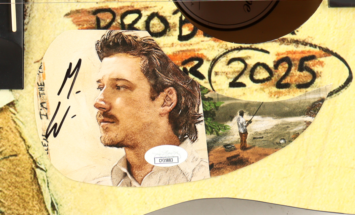 Morgan Wallen Guitar with Signed Custom Insert Pickguard (JSA) at PristineAuction.com Morgan Wallen Guitar with Signed Custom Insert Pickguard (JSA) at PristineAuction.com