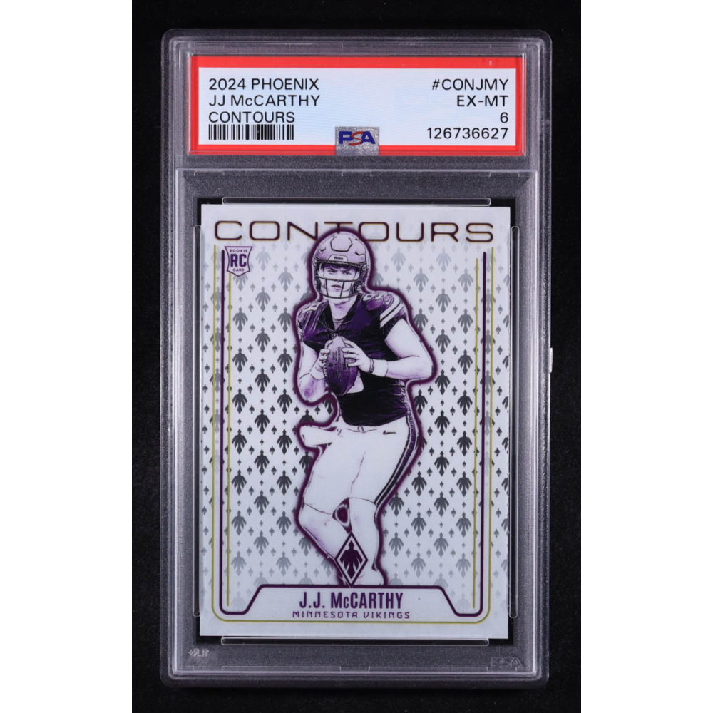 JJ McCarthy 2024 Panini Phoenix Contours #11 RC (PSA 6) at PristineAuction.com