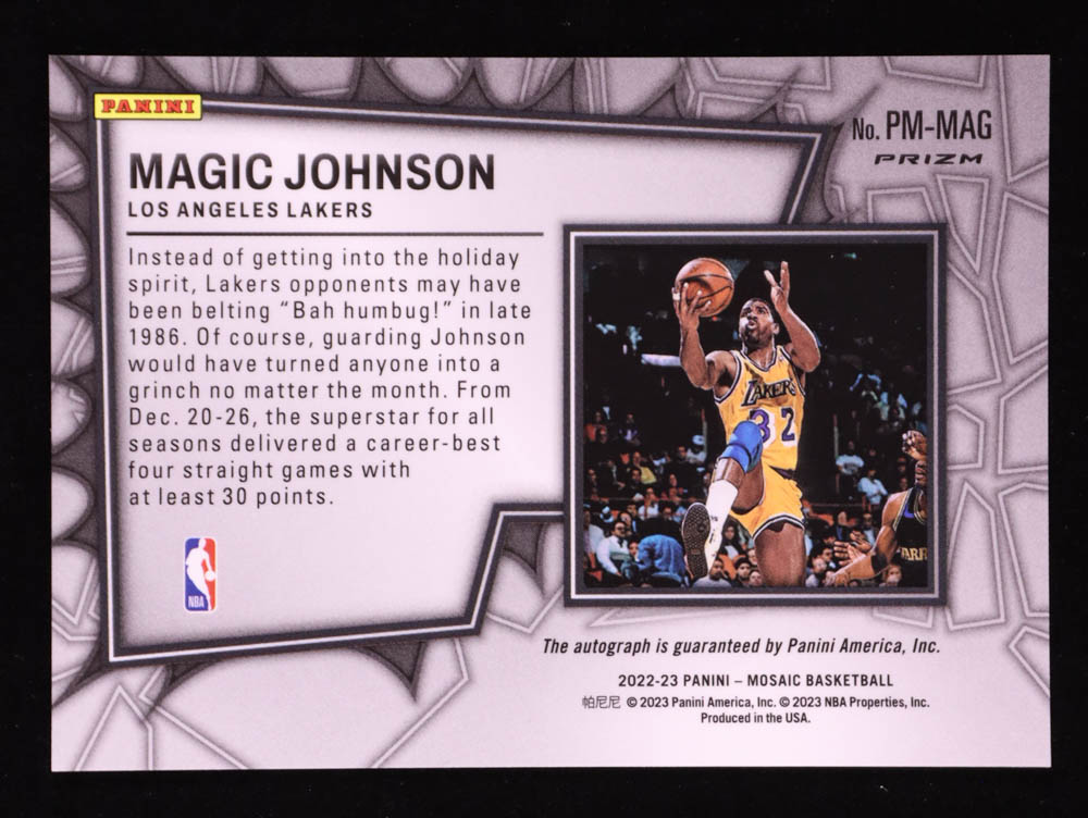 Magic Johnson 2022-23 Panini Mosaic Pictographs Mosaic Red Wave #4 at PristineAuction.com Magic Johnson 2022-23 Panini Mosaic Pictographs Mosaic Red Wave #4 at PristineAuction.com
