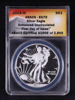 2013-W American Silver Eagle, Enhanced Uncirculated - First Day of Issue Certified #1906/2898 (ANACS EU70) at PristineAuction.com