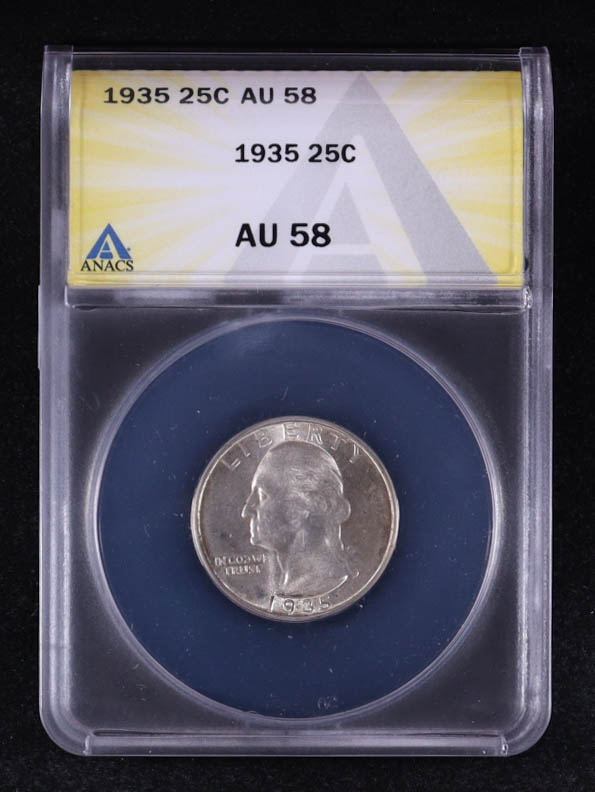 1935 Washington 25C Silver Quarter (ANACS AU58) at PristineAuction.com 1935 Washington 25C Silver Quarter (ANACS AU58) at PristineAuction.com