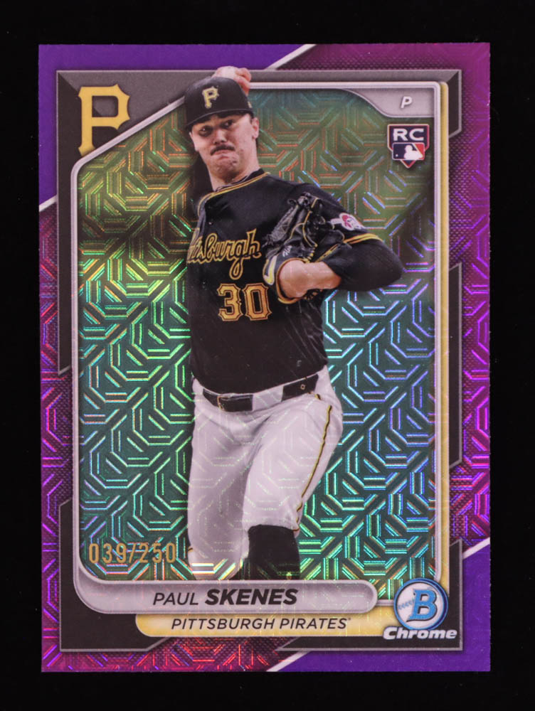 Paul Skenes 2024 Bowman Chrome Mega Box Purple Refractors #31 RC #039/250 at PristineAuction.com Paul Skenes 2024 Bowman Chrome Mega Box Purple Refractors #31 RC #039/250 at PristineAuction.com