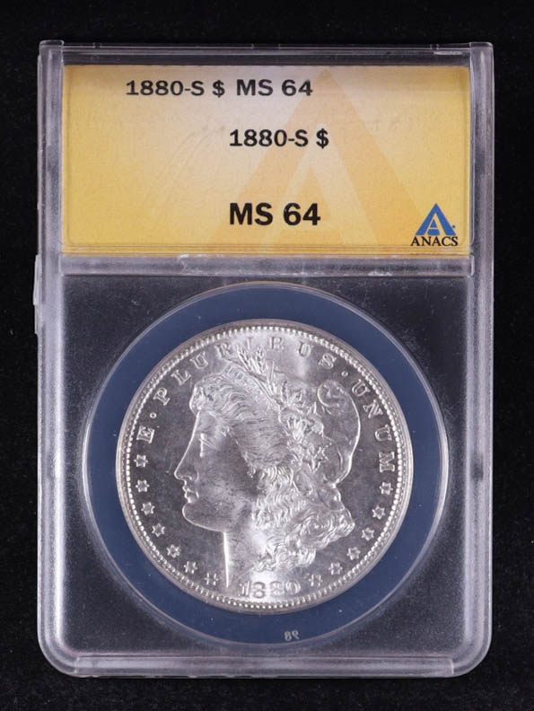 1880-S Morgan Silver $1 Dollar (ANACS MS64) at PristineAuction.com 1880-S Morgan Silver $1 Dollar (ANACS MS64) at PristineAuction.com