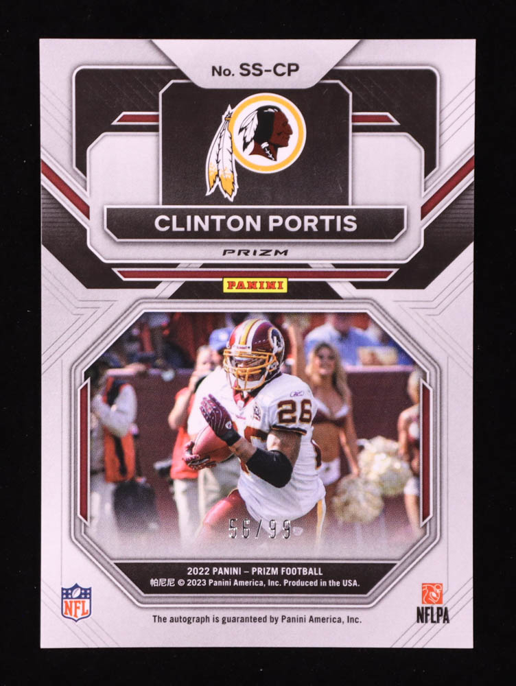 Clinton Portis 2022 Panini Prizm Sensational Signatures Prizms Blue Ice #12 #56/99 at PristineAuction.com Clinton Portis 2022 Panini Prizm Sensational Signatures Prizms Blue Ice #12 #56/99 at PristineAuction.com