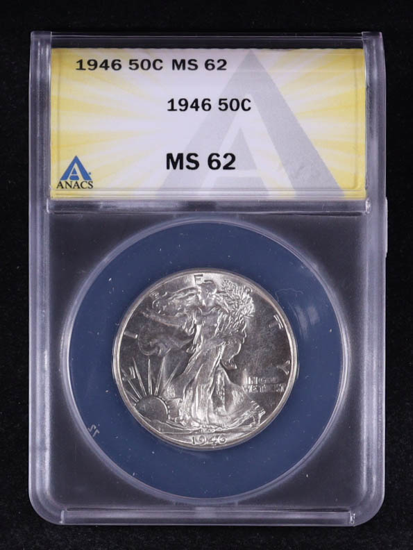 1946 Walking Liberty 50C Silver Half Dollar (ANACS MS62) at PristineAuction.com 1946 Walking Liberty 50C Silver Half Dollar (ANACS MS62) at PristineAuction.com