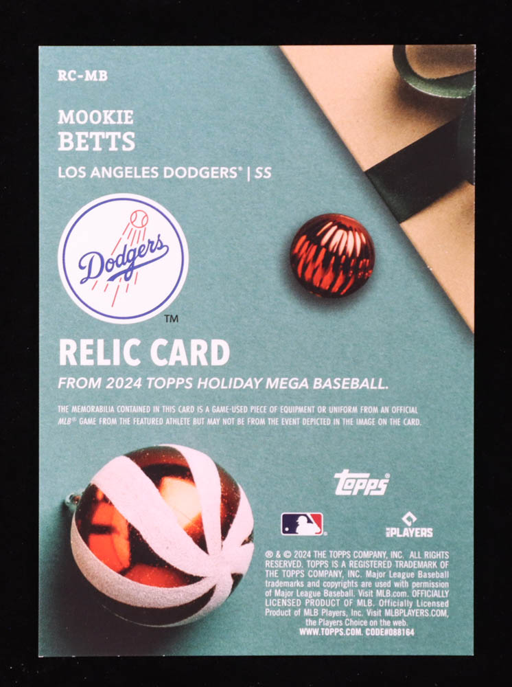 Mookie Betts 2024 Topps Holiday Relics #RCMB at PristineAuction.com Mookie Betts 2024 Topps Holiday Relics #RCMB at PristineAuction.com