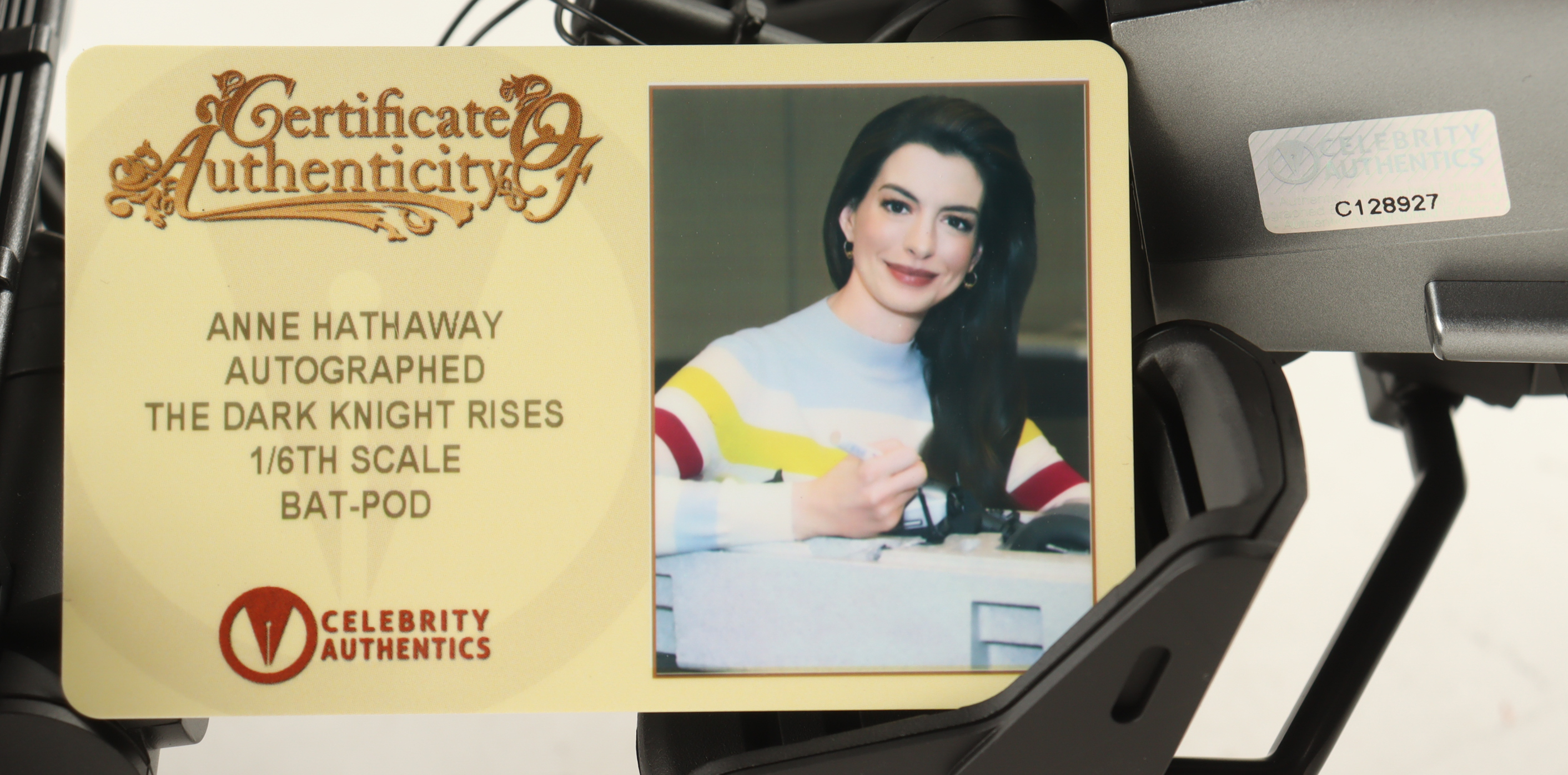 Anne Hathaway Signed "The Dark Knight Rises" 1:6 Scale Bat-Pod (Celebrity Authentics) at PristineAuction.com Anne Hathaway Signed "The Dark Knight Rises" 1:6 Scale Bat-Pod (Celebrity Authentics) at PristineAuction.com