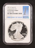 2022-(W) Proof American $1 Dollar Silver Eagle, First Day of Issue - Congratulations Set (NGC PF69 ULTRA CAMEO) at PristineAuction.com