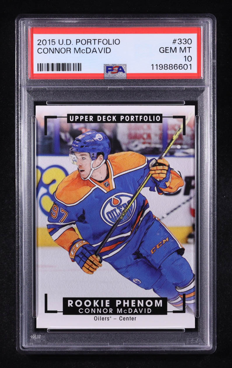 Connor McDavid 2015-16 Upper Deck Portfolio #330 RC (PSA 10) at PristineAuction.com Connor McDavid 2015-16 Upper Deck Portfolio #330 RC (PSA 10) at PristineAuction.com