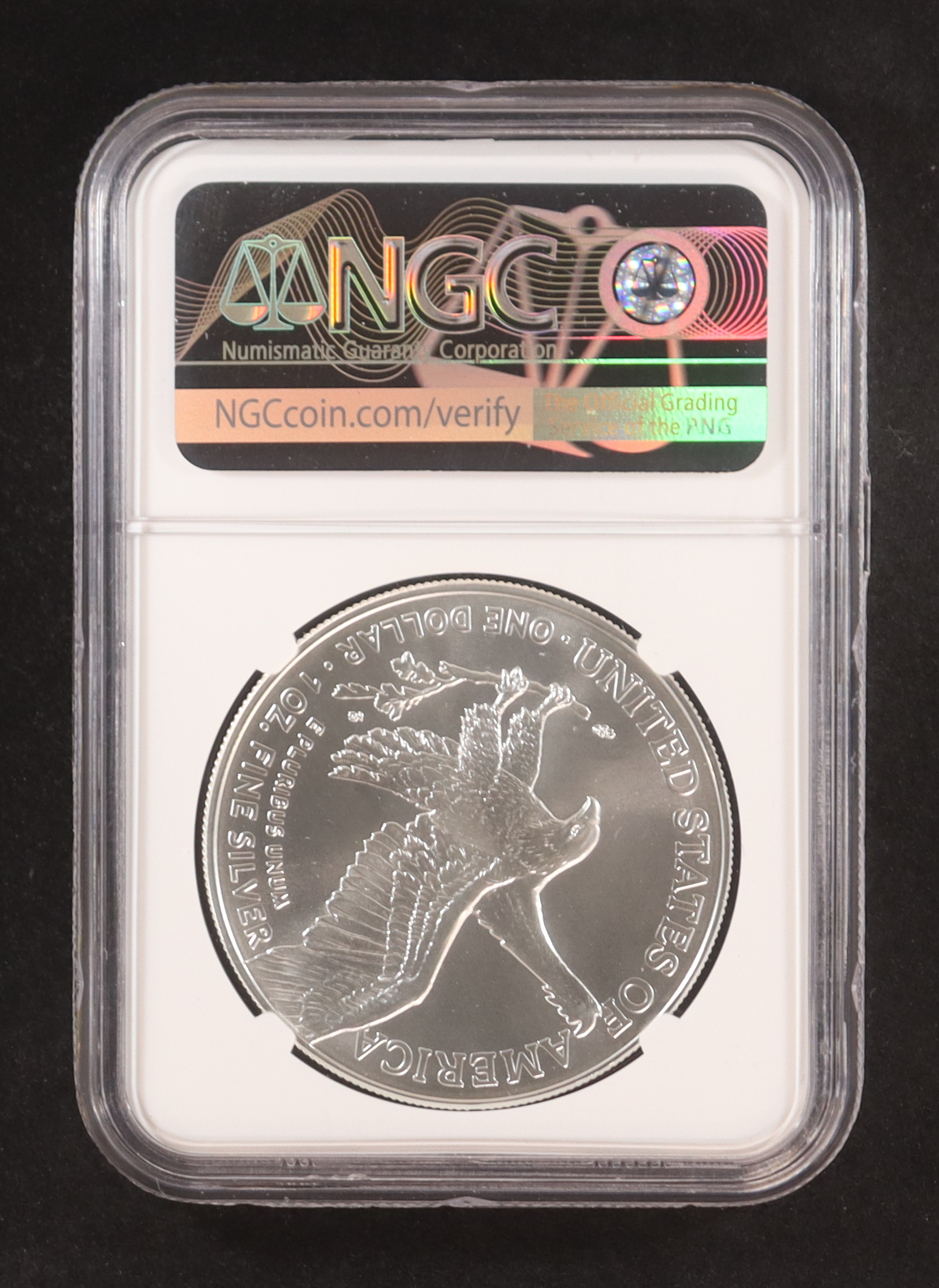 2021 American Silver Eagle Type 2, Early Releases - Mike Castle Signature Label (NGC MS69) at PristineAuction.com 2021 American Silver Eagle Type 2, Early Releases - Mike Castle Signature Label (NGC MS69) at PristineAuction.com