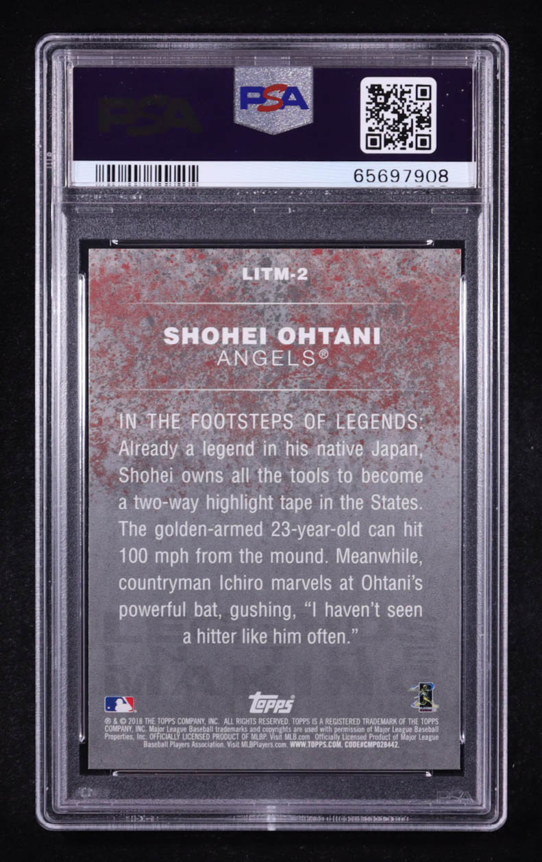 Shohei Ohtani 2018 Topps Legends in the Making Series 2 #LITM2 RC (PSA 10) at PristineAuction.com Shohei Ohtani 2018 Topps Legends in the Making Series 2 #LITM2 RC (PSA 10) at PristineAuction.com