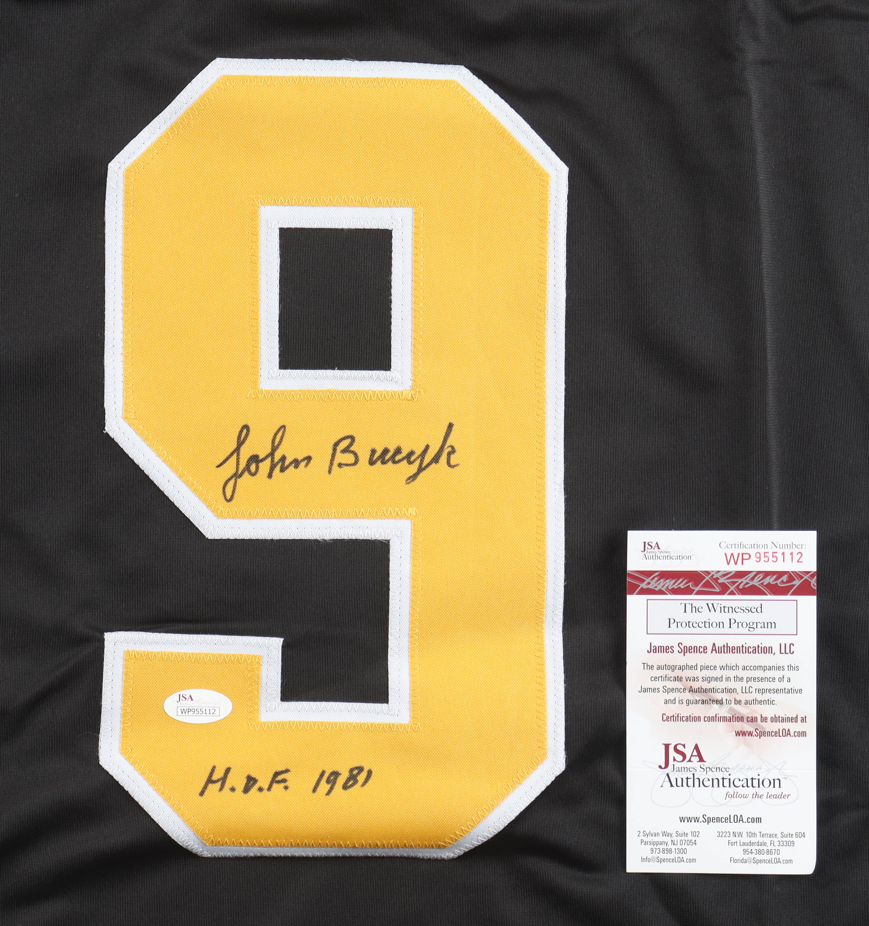 Johnny Bucyk Signed Jersey Inscribed "H.O.F. 1981" (JSA) at PristineAuction.com Johnny Bucyk Signed Jersey Inscribed "H.O.F. 1981" (JSA) at PristineAuction.com