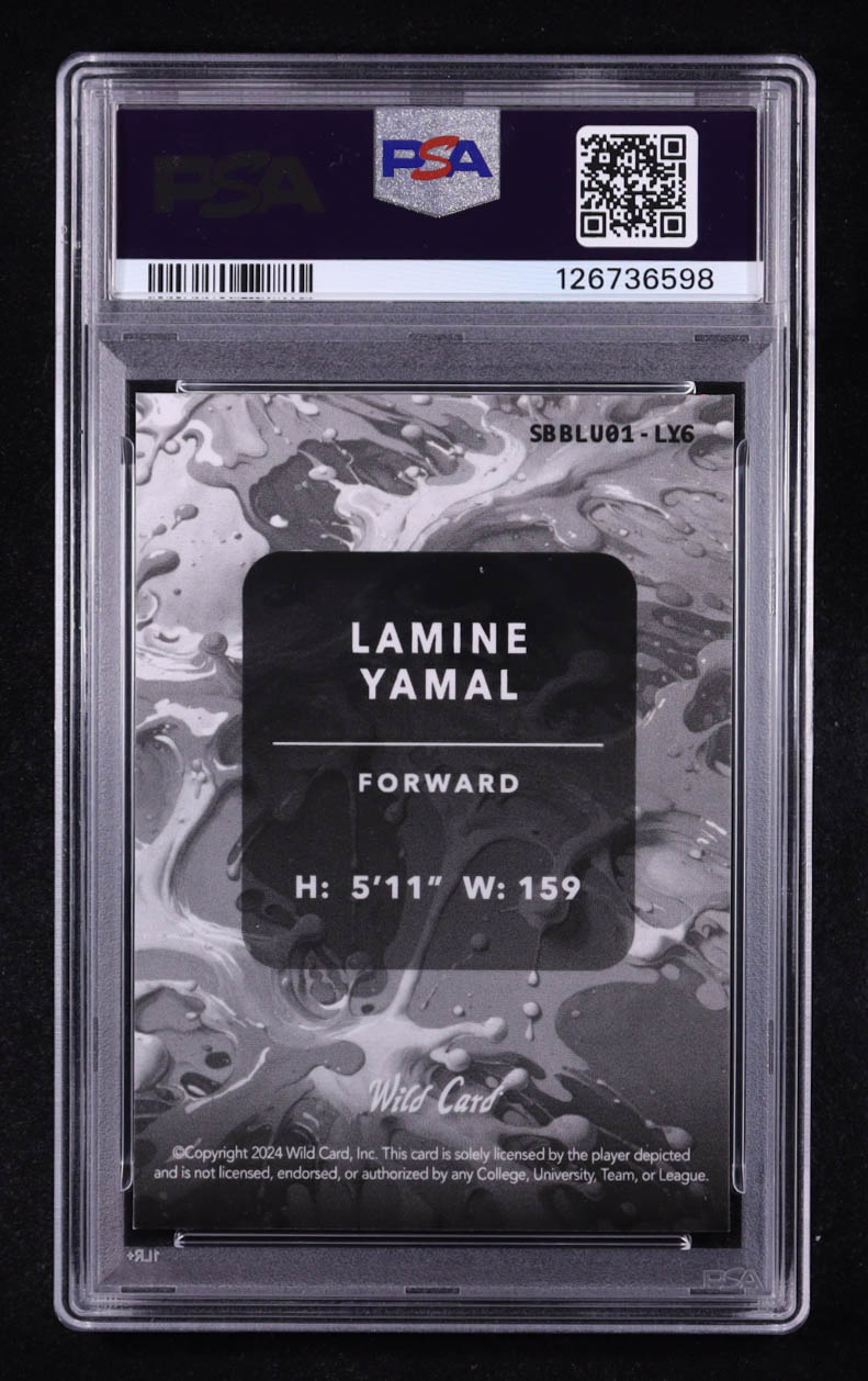 Lamine Yamal 2025 Wild Card Splat NSCC Blue Sparkles Background 1 #LY6 #1/10 (PSA 10) at PristineAuction.com Lamine Yamal 2025 Wild Card Splat NSCC Blue Sparkles Background 1 #LY6 #1/10 (PSA 10) at PristineAuction.com