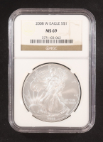 2008-W American $1 Dollar Silver Eagle, Struck at West Point (NGC MS69) at PristineAuction.com