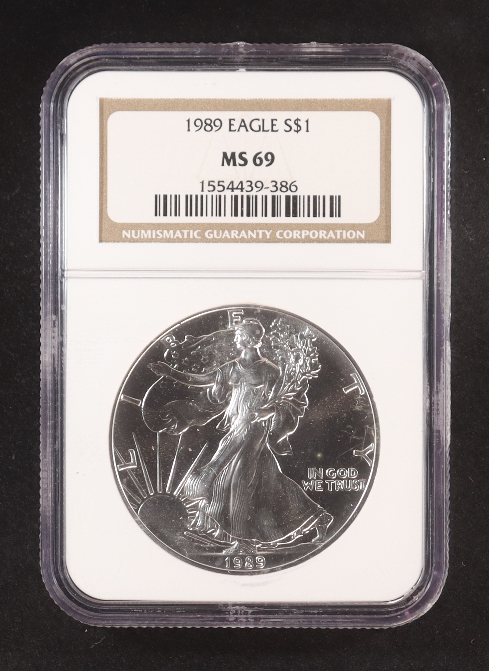 1989 American $1 Dollar Silver Eagle (NGC MS69) at PristineAuction.com 1989 American $1 Dollar Silver Eagle (NGC MS69) at PristineAuction.com