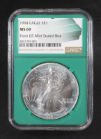 1994 American $1 Dollar Silver Eagle - From U.S. Mint Sealed Box (NGC MS69) at PristineAuction.com
