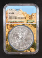 2019 American $1 Dollar Silver Eagle - Mount Rushmore Core (NGC 70) at PristineAuction.com
