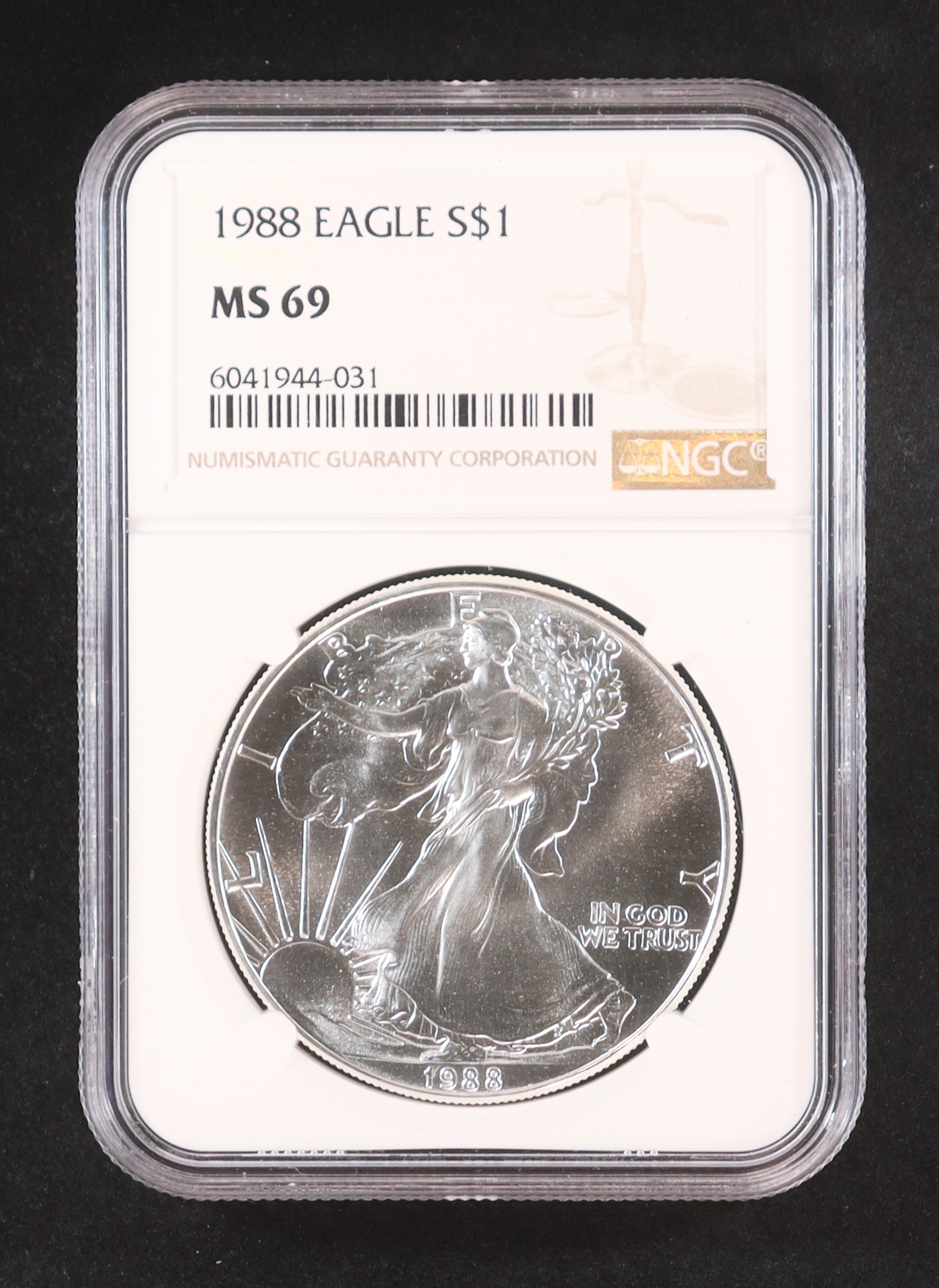 1988 American $1 Dollar Silver Eagle (NGC MS69) at PristineAuction.com 1988 American $1 Dollar Silver Eagle (NGC MS69) at PristineAuction.com