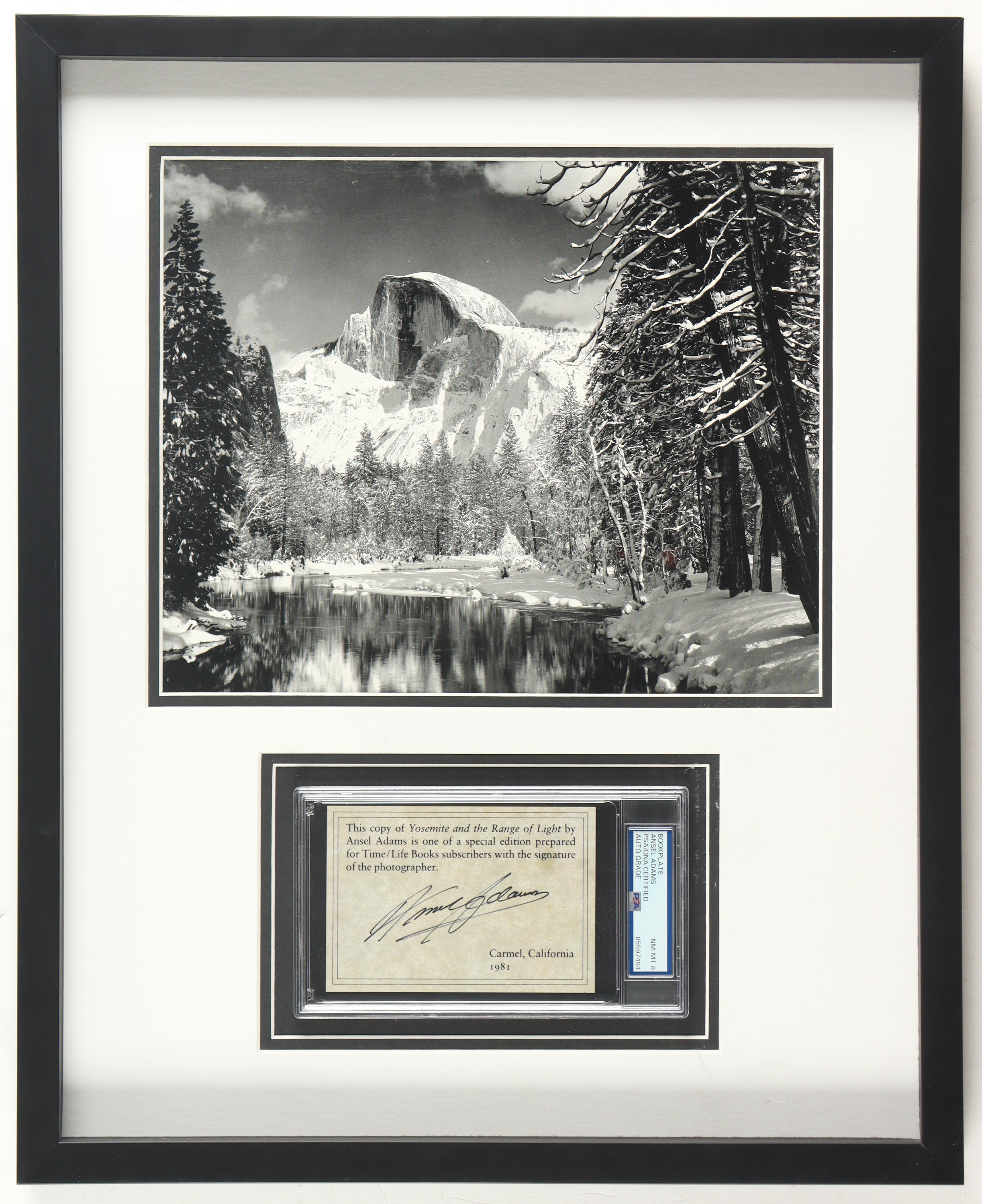 Ansel Adams Signed Custom Framed Bookplate Display (PSA | Auto 8) at PristineAuction.com Ansel Adams Signed Custom Framed Bookplate Display (PSA | Auto 8) at PristineAuction.com