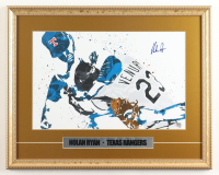 Nolan Ryan Signed Rangers Custom Framed Art Print Display (PSA) at PristineAuction.com
