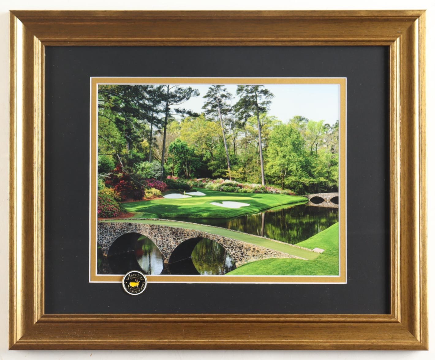 "Augusta National Golf Course" Custom Framed Photo Display with Masters Pin at PristineAuction.com "Augusta National Golf Course" Custom Framed Photo Display with Masters Pin at PristineAuction.com