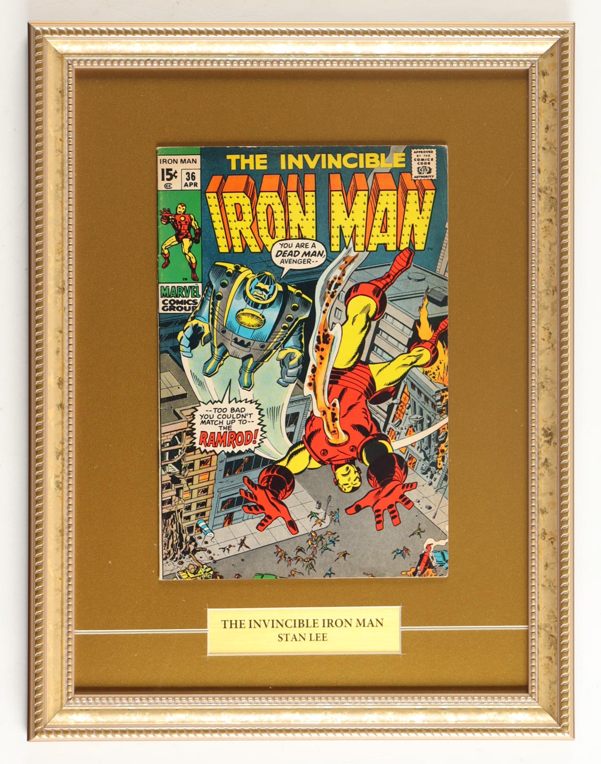 1970 "Iron Man" Issue #36 Custom Framed Marvel Comic Book Display at PristineAuction.com 1970 "Iron Man" Issue #36 Custom Framed Marvel Comic Book Display at PristineAuction.com