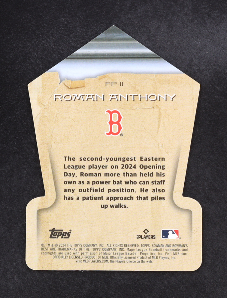 Roman Anthony 2024 Bowman's Best Fabled Phenoms Mini-Diamond Refractors #FP11 RC at PristineAuction.com Roman Anthony 2024 Bowman's Best Fabled Phenoms Mini-Diamond Refractors #FP11 RC at PristineAuction.com