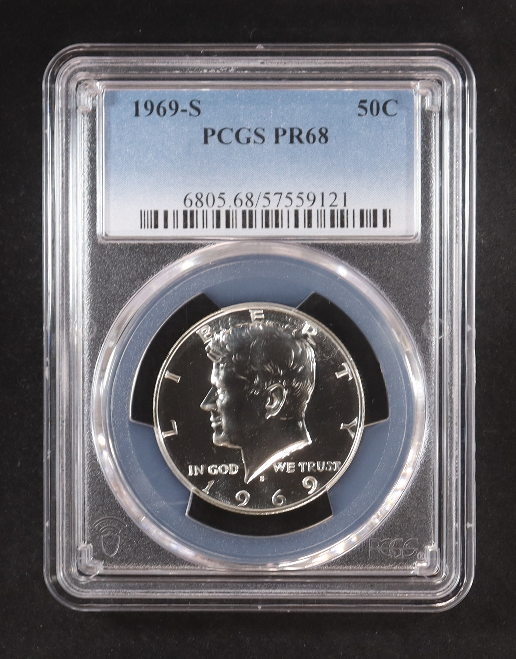 1969-S Kennedy 50C Half Dollar - 40% Silver Proof (PCGS PR68) at PristineAuction.com 1969-S Kennedy 50C Half Dollar - 40% Silver Proof (PCGS PR68) at PristineAuction.com