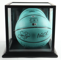Magic Johnson & Larry Bird Signed Tiffany & Co X Basketball with Display Case (Beckett & PSA) at PristineAuction.com