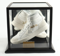 Magic Johnson & Larry Bird Signed Set of (2) Converse All-Star Basketball Shoes with Display Case (PSA & Beckett) at PristineAuction.com