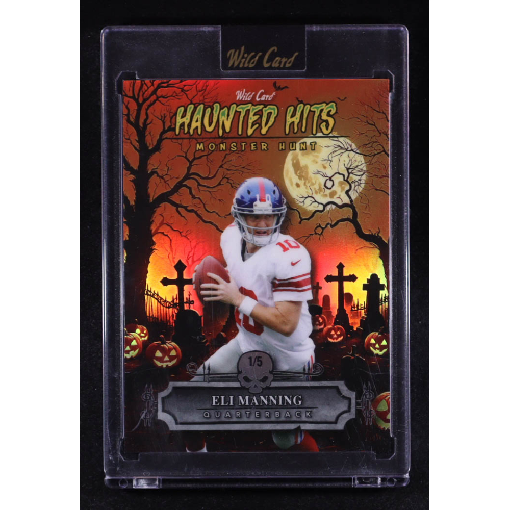 Eli Manning 2025 Wild Card Haunted Hits Monster Hunt Cemetery Orange #HHCEM #1/5 at PristineAuction.com
