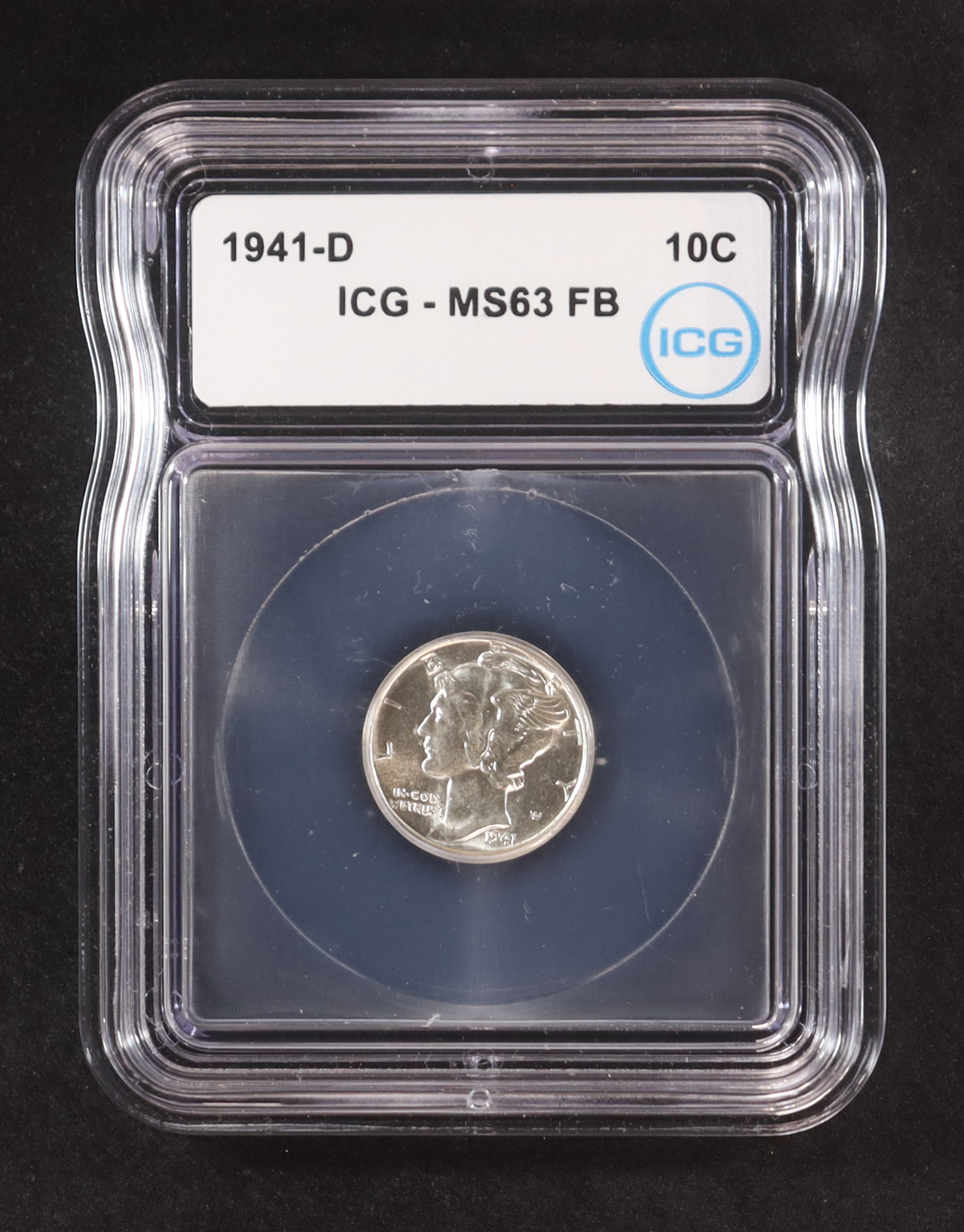 1941-D Mercury 10C Silver Dime, Full Bands (IGC MS63 FB) at PristineAuction.com 1941-D Mercury 10C Silver Dime, Full Bands (IGC MS63 FB) at PristineAuction.com