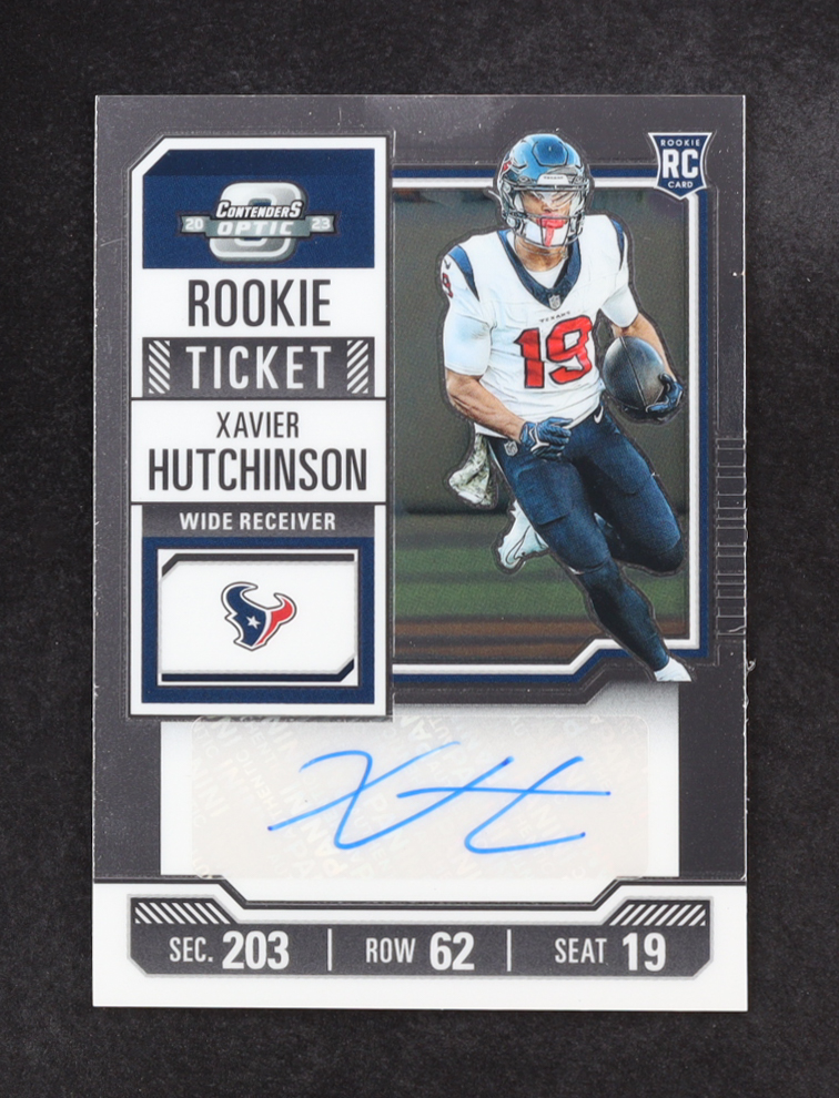 Xavier Hutchinson 2023 Panini Contenders Optic Rookie Ticket Auto #206 RC at PristineAuction.com Xavier Hutchinson 2023 Panini Contenders Optic Rookie Ticket Auto #206 RC at PristineAuction.com