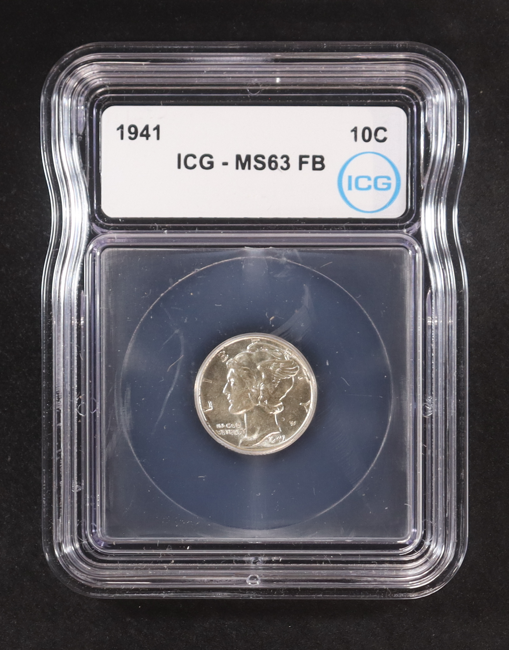 1941 Mercury 10C Silver Dime, Full Bands (IGC MS63 FB) at PristineAuction.com 1941 Mercury 10C Silver Dime, Full Bands (IGC MS63 FB) at PristineAuction.com