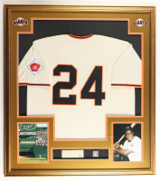 Willie Mays Signed Custom Framed Cut Display with Jersey with Hall of Fame Pin (PSA) at PristineAuction.com