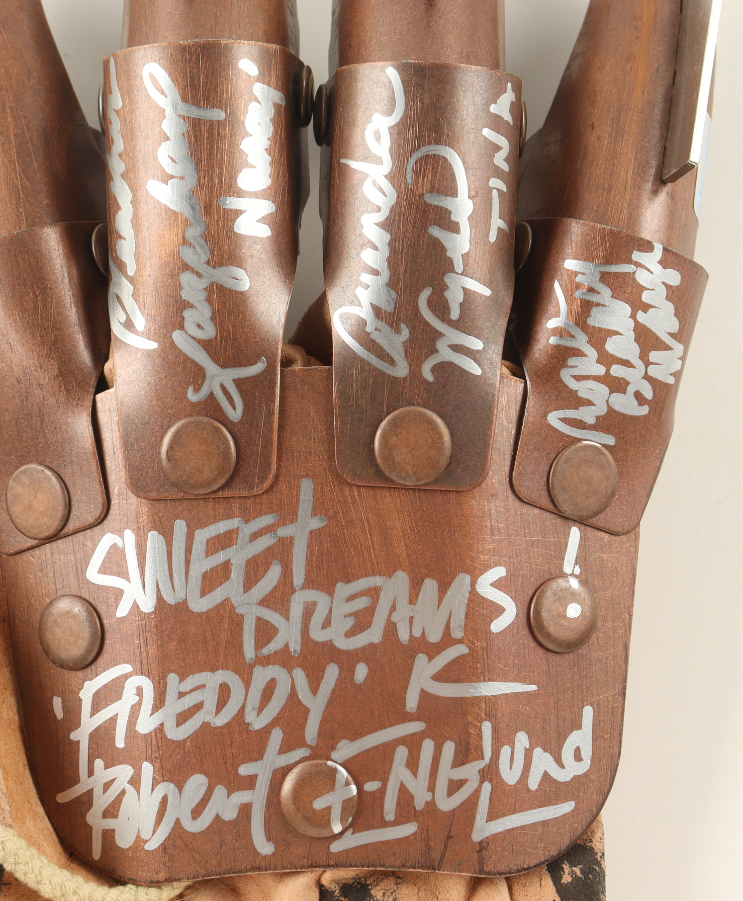 A Nightmare on Elm Street | Freddy Kreuger Glove Cast-Signed by (4) with Robert Englund, Heather Langenkamp (Celebrity Authentics) at PristineAuction.com A Nightmare on Elm Street | Freddy Kreuger Glove Cast-Signed by (4) with Robert Englund, Heather Langenkamp (Celebrity Authentics) at PristineAuction.com