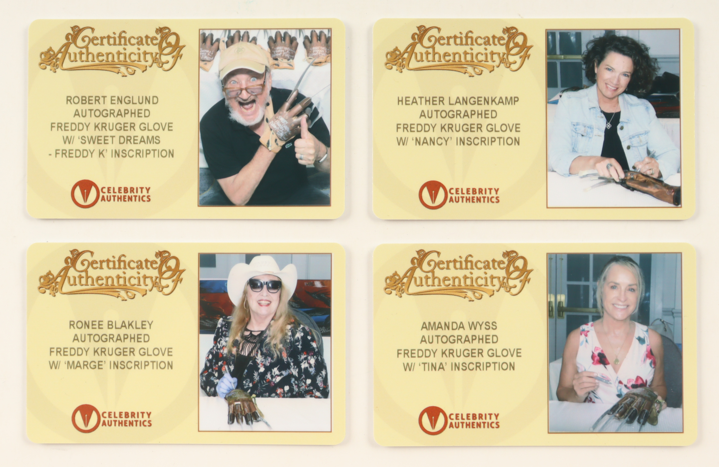 A Nightmare on Elm Street | Freddy Kreuger Glove Cast-Signed by (4) with Robert Englund, Heather Langenkamp (Celebrity Authentics) at PristineAuction.com A Nightmare on Elm Street | Freddy Kreuger Glove Cast-Signed by (4) with Robert Englund, Heather Langenkamp (Celebrity Authentics) at PristineAuction.com