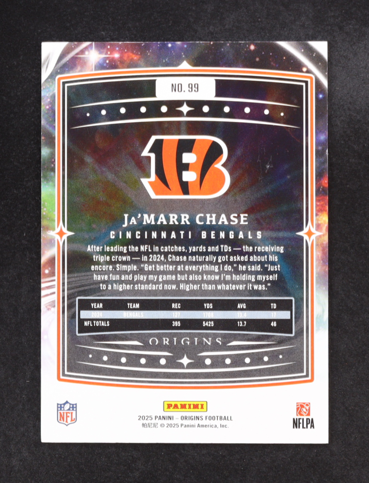 Ja'Marr Chase 2025 Panini Origins #99 #005/225 at PristineAuction.com Ja'Marr Chase 2025 Panini Origins #99 #005/225 at PristineAuction.com