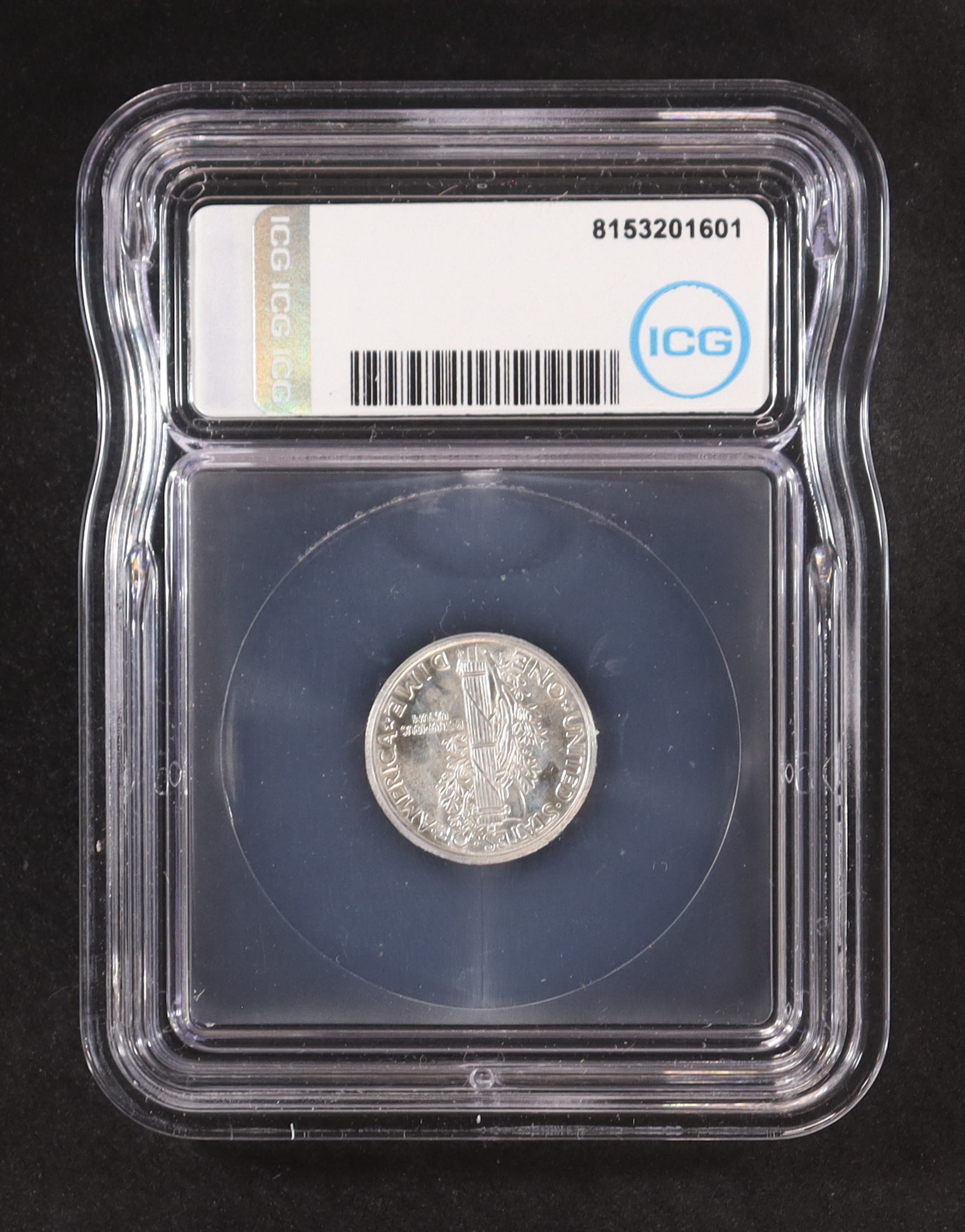 1943-D Mercury 10C Silver Dime, Full Bands (IGC MS64 FB) at PristineAuction.com 1943-D Mercury 10C Silver Dime, Full Bands (IGC MS64 FB) at PristineAuction.com