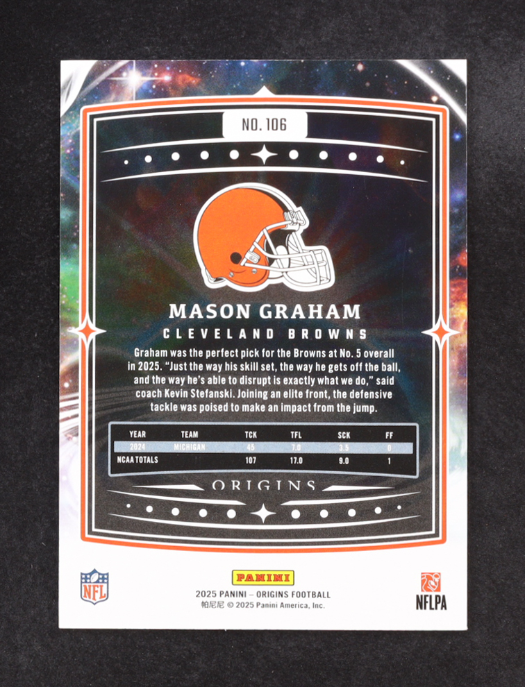 Mason Graham 2025 Panini Origins #106 RC #15/17 at PristineAuction.com Mason Graham 2025 Panini Origins #106 RC #15/17 at PristineAuction.com