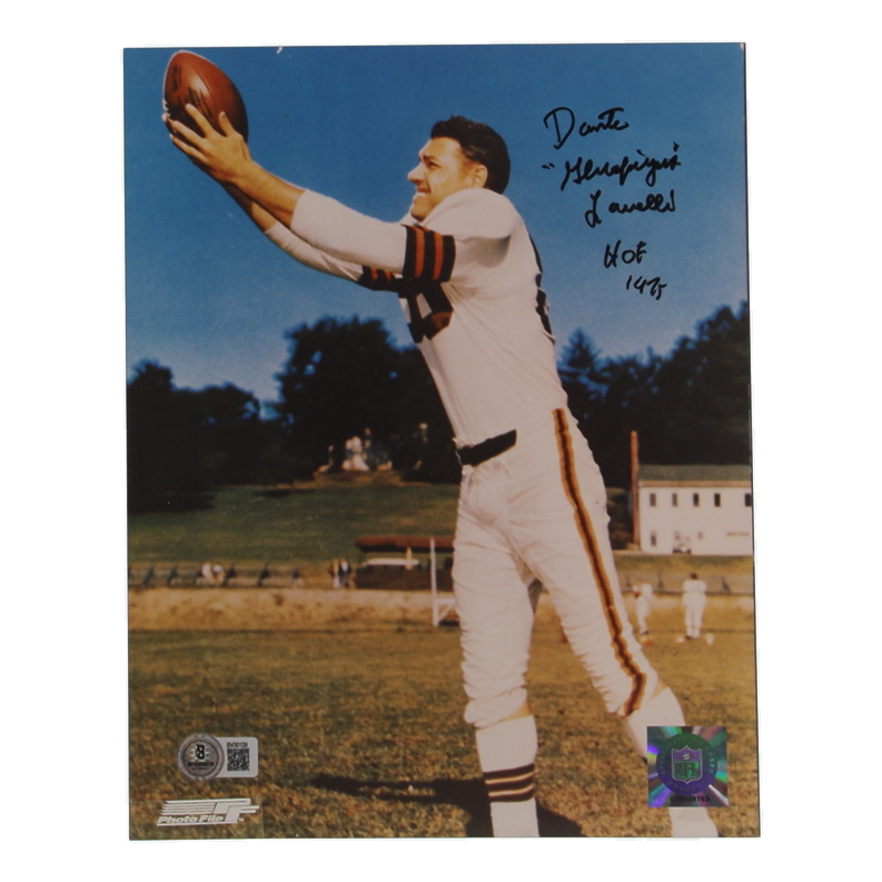 Dante "Gluefingers" Lavelli Signed Browns 8x10 Photo Inscribed "HOF 1975" (Beckett) at PristineAuction.com Dante "Gluefingers" Lavelli Signed Browns 8x10 Photo Inscribed "HOF 1975" (Beckett) at PristineAuction.com