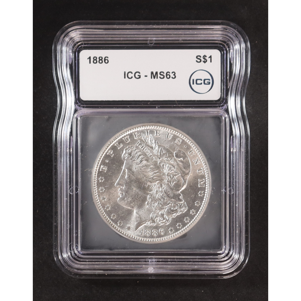 1886 Morgan Silver $1 Dollar (ICG MS63) at PristineAuction.com