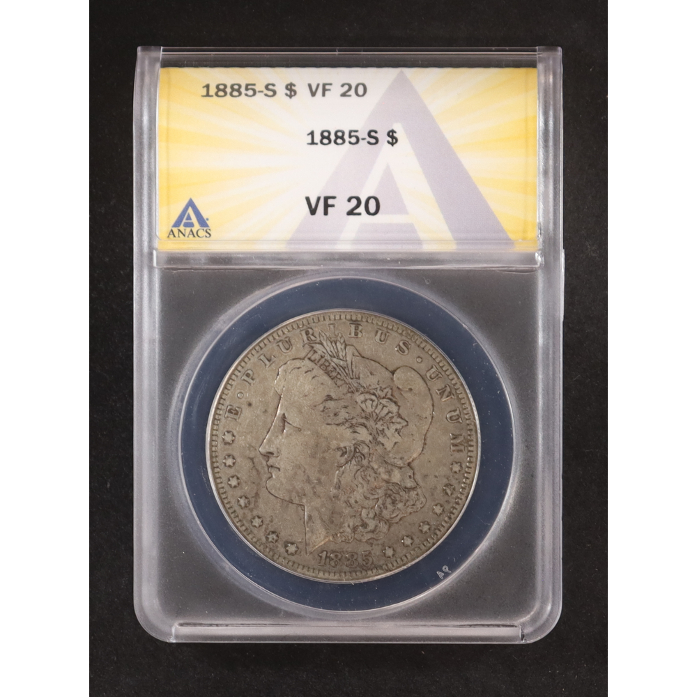 1885-S Morgan Silver Dollar - Semi-Key Date / Low Mintage/1,497,000 (ANACS VF20) at PristineAuction.com