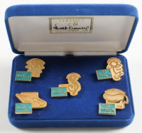 Disney Classics Vintage Gold Pin Set in Blue Felt Original Disney Box at PristineAuction.com