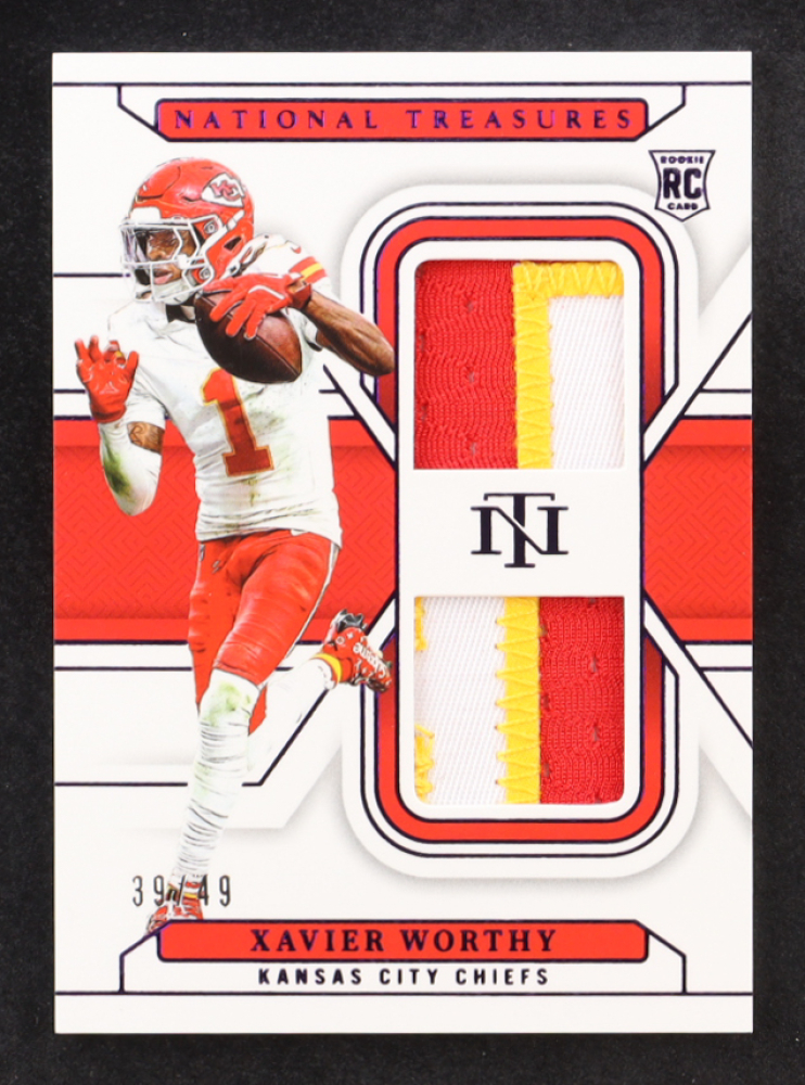 Xavier Worthy 2024 Panini National Treasures Rookie Dual Materials Purple #45 #39/49 RC