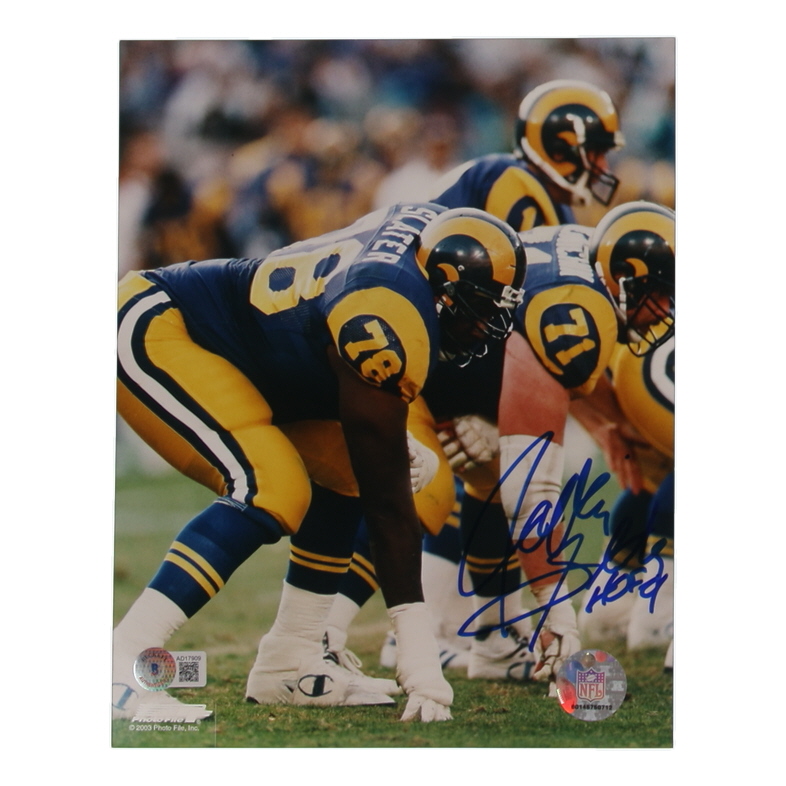 Jackie Slater Signed Rams 8x10 Photo Inscribed "HOF 01" (Beckett) at PristineAuction.com Jackie Slater Signed Rams 8x10 Photo Inscribed "HOF 01" (Beckett) at PristineAuction.com